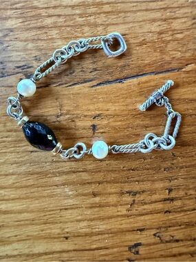David Yurman Figaro Bracelet, sterling Silver, 18k gold, Pearls and Black Onyx